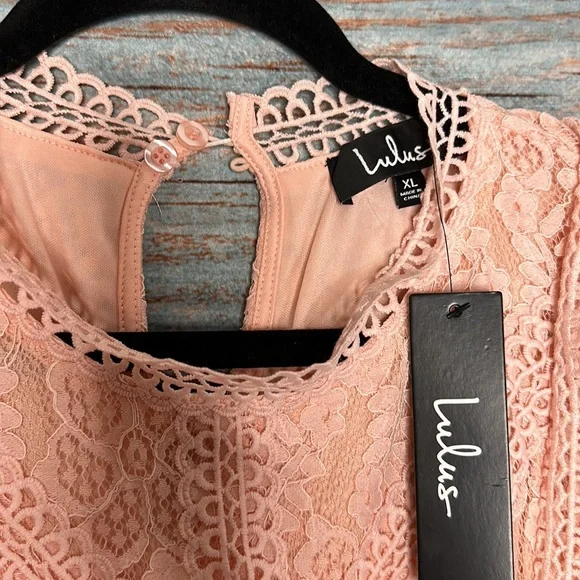 Lulus Sweetheart Blush Pink Lace Dress XL NWT - Picture 6 of 8
